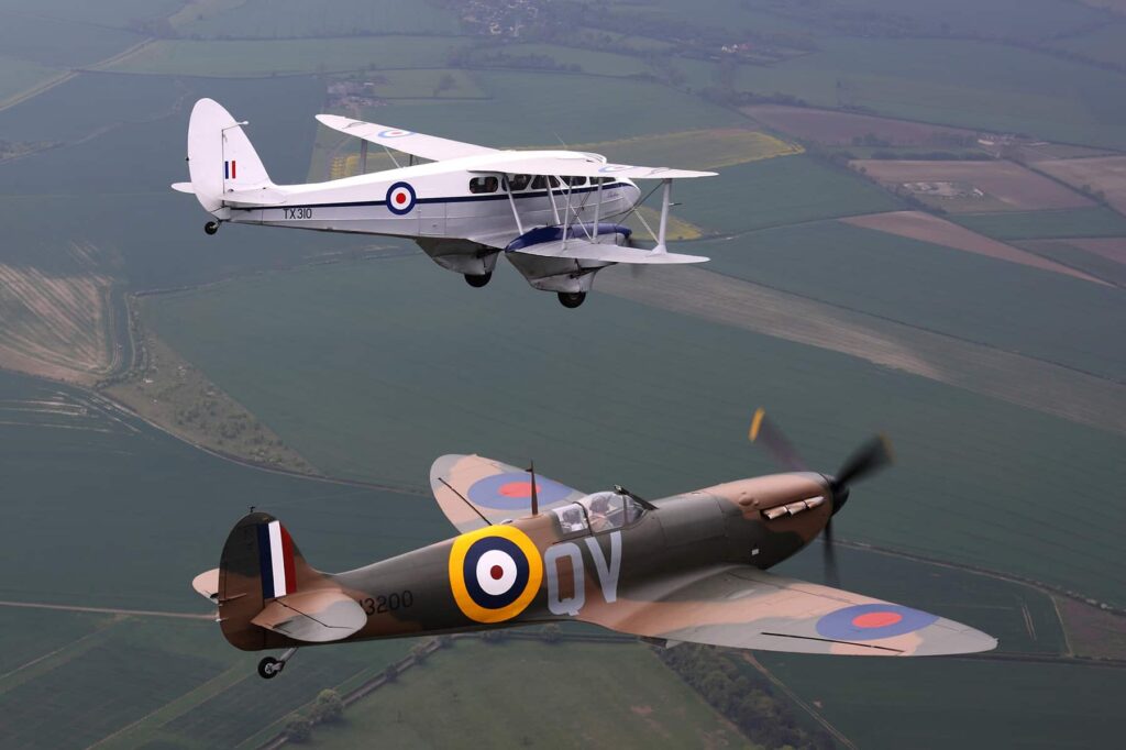 Dragon Rapide Formation Flight with a Spitfire over Cambridge – Wing Commander – 40 Minutes
